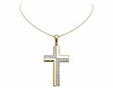 0.2ct Round Cut Diamond Pendant Milgrain Traditional Cross 14k Yellow Gold Over