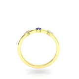 0.2ct Round Cut Blue Sapphire Engagement Ring 14k Yellow Gold Finish Three Stone