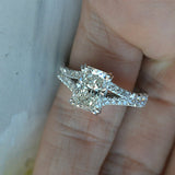 2.1ct Radiant Cut VVS1 Diamond Engagement Ring Split Shank 14k White Gold Finish