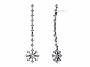 0.5ct Round Cut Diamond Snowflake Drop Dangle Earring Women 14k WhiteGold Finish