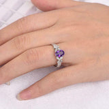 2ct Oval Cut Purple Amethyst Engagement Ring Butterfly Accent 14k WhiteGold Over