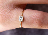 1ct Engagement Ring Emerald Cut Diamond Solitaire Design 14k Yellow Gold Finish