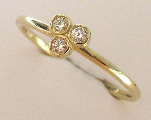 Dainty Minimalist Engagement Ring 0.35ct Round Cut Diamond 14k YellowGold Finish