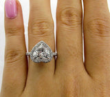 4.5ct Heart Diamond Hidden Halo Solitaire Engagement Ring 14K White Gold Over