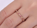 1ct Round Cut Pink Ruby Wedding Band Vintage Full Eternity 14k Rose Gold Finish