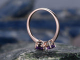 0.3ct Pear Cut Purple Amethyst Bow Tie Engagement Ring 14k Rose Gold Finish