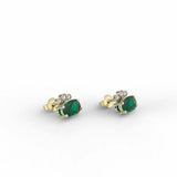 1.6ct Oval Cut Green Emerald Diamond Elegant Stud Earrings 14k YellowGold Finish