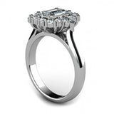 2.5ct Emerald Cut VVS1D Diamond Halo Engagement Ring 14k White Gold Finish