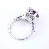 1.5ct Round Cut Purple Amethyst Solitaire Engagement Ring 14k White Gold Finish