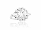 2.5ct Round Cut Diamond Engagement Ring Halo Pear Accents 14k White Gold Finish