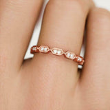 Unique Half Eternity Wedding Band 0.4ct Round Cut Diamond 14k Rose Gold Finish