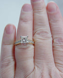 3Ct Princess Cut Diamond Accent Solitaire Engagement Ring 14K Dual Gold Finish