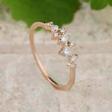 Cluster Minimalist Engagement Ring 1.3ct Round Cut Diamond 18k Rose Gold Finish