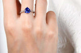 1.25ct Heart Cut Blue Tanzanite Solitaire with Accent Ring 14k White Gold Finish