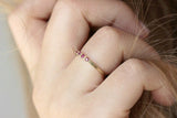 1ct Round Cut Pink Ruby Wedding Band 14k Yellow Gold Finish Five Stone Stackable