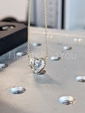 1ct Heart Simulated Diamond Beze Set Pendant with Chain 14k Yellow Gold Plated