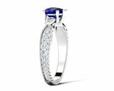 1.5ct Heart Cut Blue Sapphire Milgrain Trilogy Solitaire Ring 14k WhiteGold Over