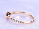 1.2ct Oval Cut Pink Ruby Engagement Ring Accent with Solitaire 14k RoseGold Over