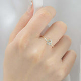 0.3ct Princess Diamond Engagement Ring Cluster Minimalist 14k Yellow Gold Finish