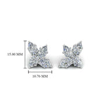 1ct Pear Cut VVS1 D Diamond Cluster Stud Earrings Women 14k White Gold Finish