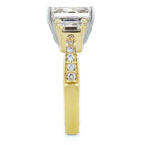 5Ct Radiant Cut Diamond Exquisite Trilogy Engagement Ring 14K Yellow Gold Finish