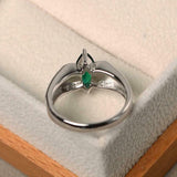 1ct Marquise Cut Emerald Dual Shank Solitaire Accent Ring 14k White Gold Finish