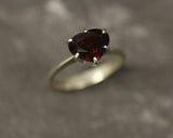 1.5ct Engagement Ring Heart Cut Red Garnet Solitaire Design 14k WhiteGold Finish