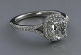 3.5Ct Cushion Cut Diamond Split Band Halo Engagement Ring 14K White Gold Finish