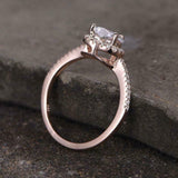 1.2ct Engagement Ring Heart Cut Diamond Round Accent Halo 14k Rose Gold Finish