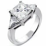 2ct Princess Trillion Cut Diamond Trilogy Engagement Ring 14k White Gold Finish