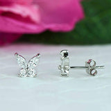 0.6ct Marquise Cut Diamond Butterfly Stud Earrings Women 14k White Gold Finish