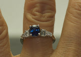 2Ct Oval Cut Blue Sapphire Diamond Accents Engagement Ring 14K White Gold Finish