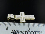 0.45ct Round Cut VVS1D Diamond Pendant Layered Cross Charm 14k YellowGold Finish