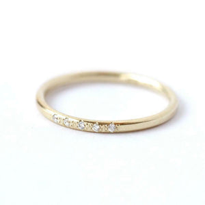 0.3ct Round Cut Diamond Wedding Band 14k Yellow Gold Finish Minimalist Stackable