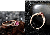 2Ct Round Cut Pink Ruby Diamond Accent Halo Engagement Ring 14K Rose Gold Finish