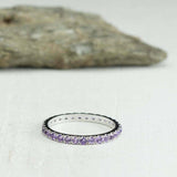 2ct Wedding Ring Band Round Cut Purple Amethyst Full Eternity 14k WhiteGold Over