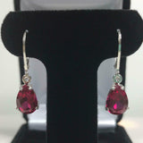 2ct Drop Earrings Pear Cut Pink Ruby Teardrop Leverback 14k White Gold Finish