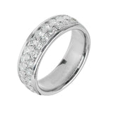 1.2ct Round Cut Diamond 2 Row Half Eternity Wedding Band 14k White Gold Finish