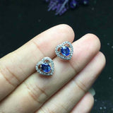 1.4ct Oval Cut Blue Sapphire Diamond Halo Stud Earrings 14k White Gold Finish