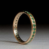 2ct Round Green Emerald Stackable Full Eternity Wedding Band 14k YellowGold Over