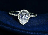 4Ct Pear Cut DVVS1 Diamond Accent Halo Engagement Ring 14K White Gold Finish