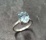 2ct Engagement Ring Oval Cut Blue Aquamarine Solitaire 14k White Gold Finish