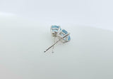 0.6ct Stud Earrings Round Cut Blue Aquamarine Solitaire Women 14k WhiteGold Over