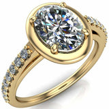 2.26ct Oval Cut Diamond Engagement Ring Solitaire with Accent 14k WhiteGold Over