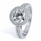 1.53ct Round Brilliant Cut Diamond Engagement Ring Halo 14k White Gold Finish