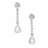 2ct Round & Pear Cut Diamond Straight Drop Dangle Earrings 14k White Gold Finish