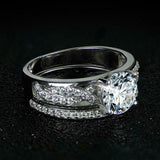 4Ct Round Cut Diamond Bridal Set Solitaire Split Band Ring 14K White Gold Finish