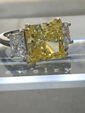 2ct Princess Cut Yellow Sapphire 3 Stone Engagement Ring 14k Dual Tone Finish