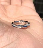 1ct Round Blue Sapphire Twisted Infinity Wedding Band Ring 14k White Gold Finish