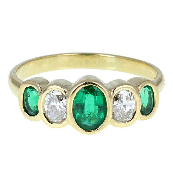 2.2ct Oval Cut Green Emerald Engagement Ring Bezel Set 14k Yellow Gold Finish